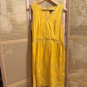 Ann Taylor Yellow Eyelet Midi Dress